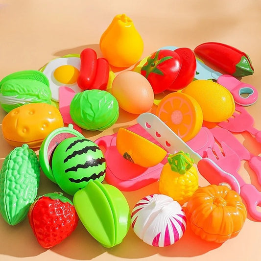 25 PCs Set DIY Fruit Cutting Music Toy Simulation Vegetable Fruit and Vegetable