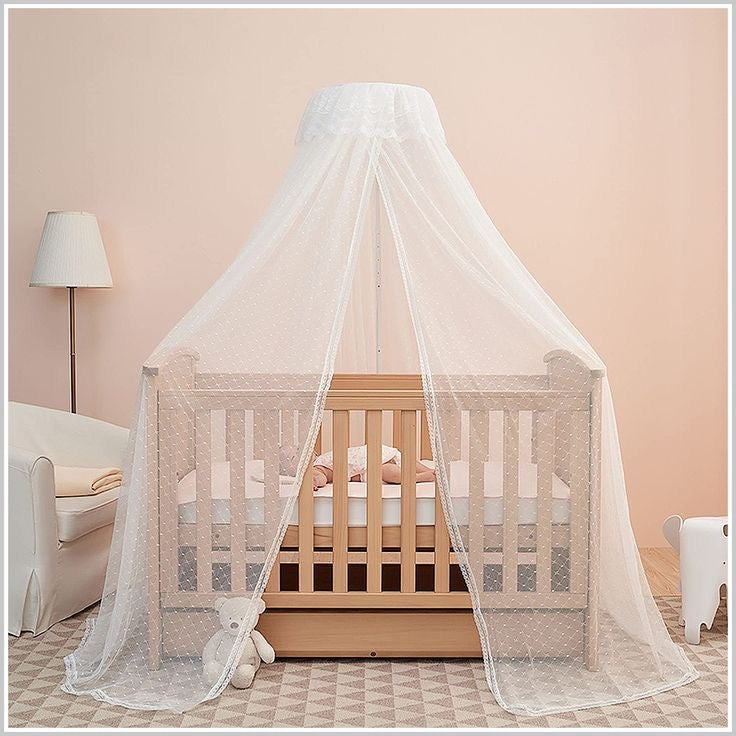 Universal Baby Crib Mosquito Net with Adjustable Metallic Stand – Breathable & Portable Cot Canopy (White)
