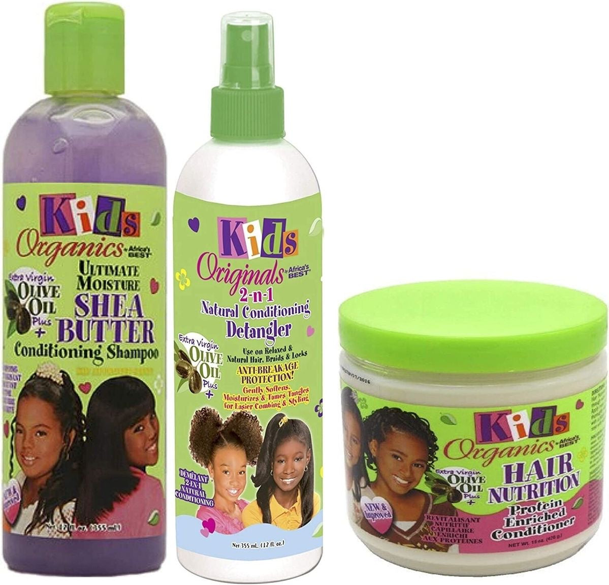 Africa's Best Kids Originals 3-in-1 Shea Butter & Olive Oil Hair Care, Detangling & Softening Formula