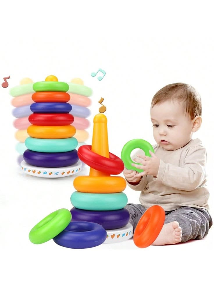 The Rainbow Tower (often called a "Rainbow Stacker") is a fundamental early childhood toy. For this listing, the focus should be on visual stimulation, problem-solving, and its vibrant aesthetic which appeals to both kids and gift-buyers.