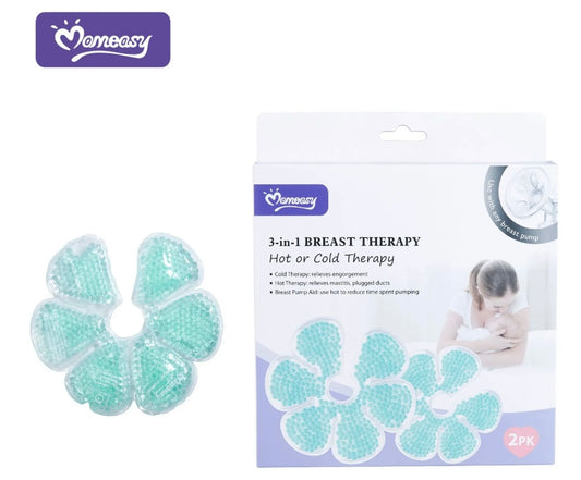 Mom Easy 3-in-1 Breast Therapy Hot & Cold Packs – Relief for Mastitis, Engorgement & Clogged Ducts – Microwaveable & Gel-Based Nursing Pads (Set of 2)