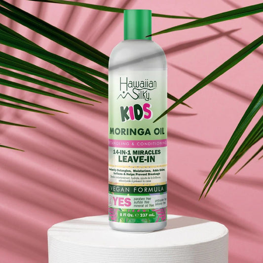 Hawaiian Silky Kids Moringa Oil & Shea Butter 3-Piece Hair Care Set – Detangles, Softens & Strengthens
