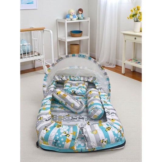 3-in-1 Portable Baby Sleeping Nest with Pop-Up Mosquito Net – Foldable Travel Bassinet & Infant Lounge for Indoor & Outdoor Use
