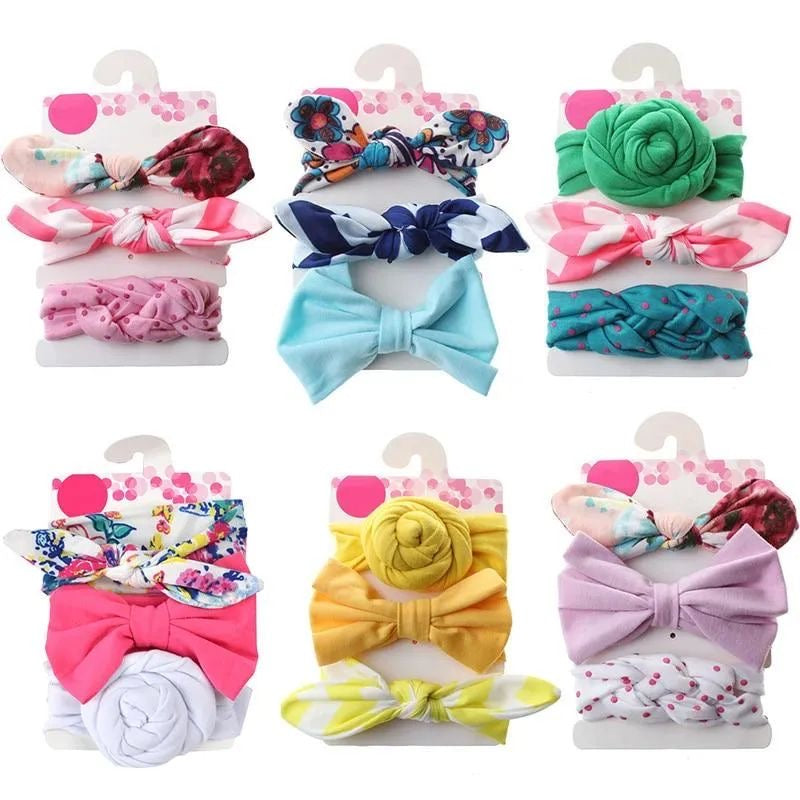 Baby Girl Headbands – Soft Elastic Nylon Hairbands with Floral & Ribbon Bows – Stretchy No-Mark Infant Headwraps (Newborn to Toddler