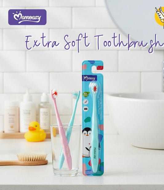 Mom Easy Kids Soft Toothbrush – Gentle Manual Toothbrush for Toddlers & Infants – Extra Soft Bristles & Easy-Grip Handle – BPA-Free