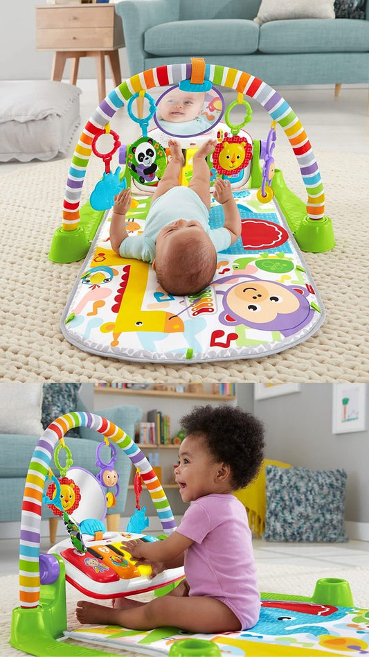 Musical Baby Piano Gym & Activity Play Mat – Kick & Play Floor Mat with Hanging Sensory Toys for Tummy Time, Newborns & Toddlers (0-36 Months