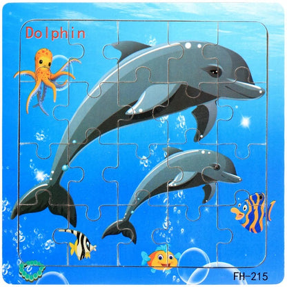20 Piece Wooden 3D Puzzle Cartoon Animal Vehicle Jigsaw Puzzle