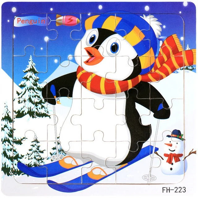 20 Piece Wooden 3D Puzzle Cartoon Animal Vehicle Jigsaw Puzzle