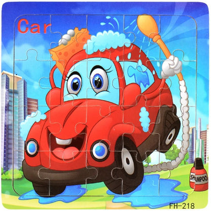 20 Piece Wooden 3D Puzzle Cartoon Animal Vehicle Jigsaw Puzzle