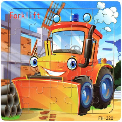 20 Piece Wooden 3D Puzzle Cartoon Animal Vehicle Jigsaw Puzzle