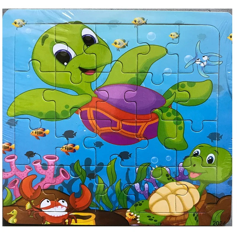 20 Piece Wooden 3D Puzzle Cartoon Animal Vehicle Jigsaw Puzzle