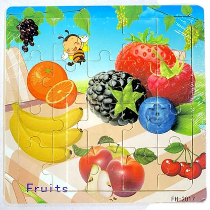 20 Piece Wooden 3D Puzzle Cartoon Animal Vehicle Jigsaw Puzzle