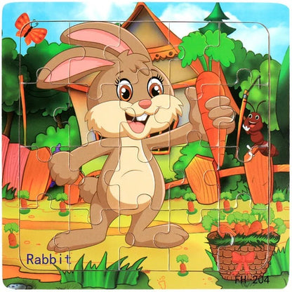 20 Piece Wooden 3D Puzzle Cartoon Animal Vehicle Jigsaw Puzzle