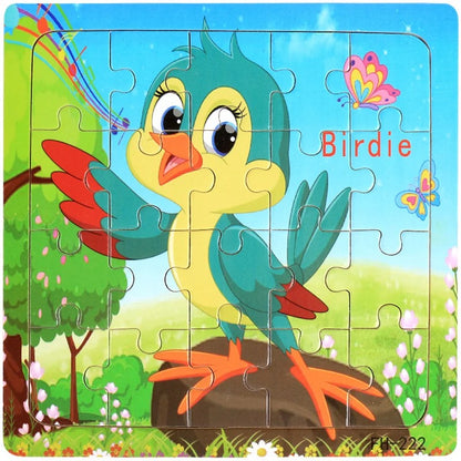 20 Piece Wooden 3D Puzzle Cartoon Animal Vehicle Jigsaw Puzzle