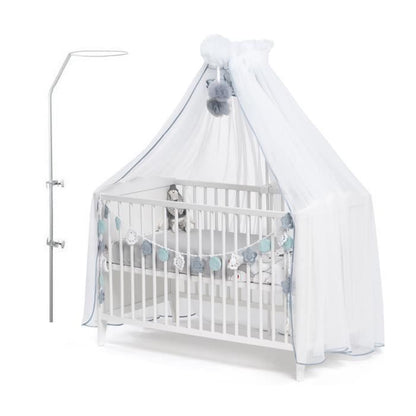 Universal Baby Crib Mosquito Net with Adjustable Metallic Stand – Breathable & Portable Cot Canopy (White)