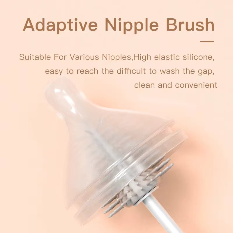 360 Degree Rotation 3 in 1 Silicone Baby Bottle Pacifier Brush Wash Water Cup Container Straw Cleaning Brush Set KidsTopia Baby Essentials