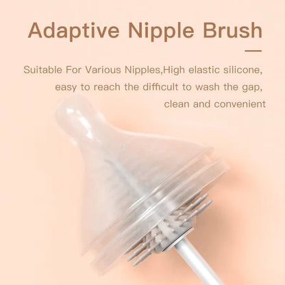360 Degree Rotation 3 in 1 Silicone Baby Bottle Pacifier Brush Wash Water Cup Container Straw Cleaning Brush Set KidsTopia Baby Essentials