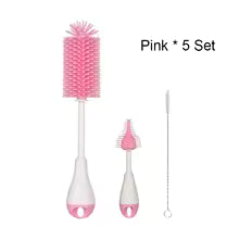 360 Degree Rotation 3 in 1 Silicone Baby Bottle Pacifier Brush Wash Water Cup Container Straw Cleaning Brush Set KidsTopia Baby Essentials