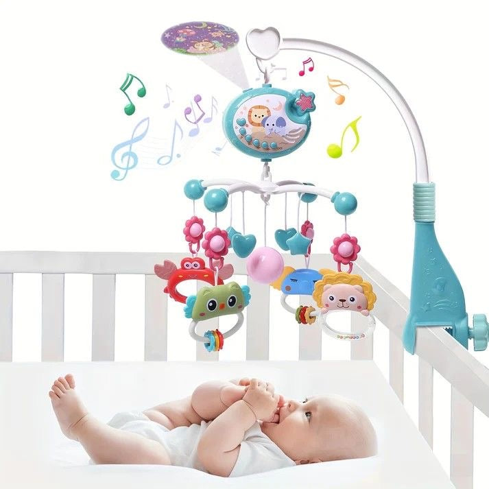 Baby Musical Crib Mobile with Hanging Rotating Toys & Lullaby Music Box