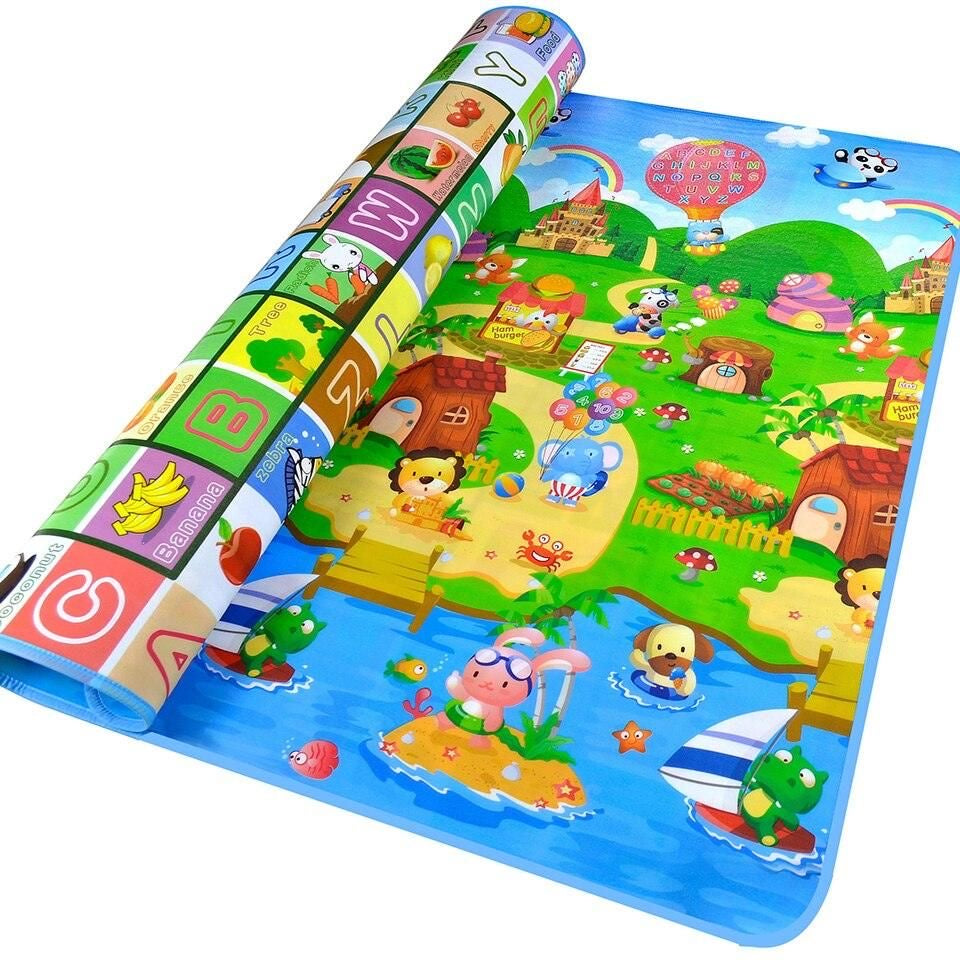 Large Foldable Baby Play Mat foam water-proof  Crawling Mat for Indoors & Outdoors – Waterproof, Non-Toxic & Reversible Tummy Time Mat