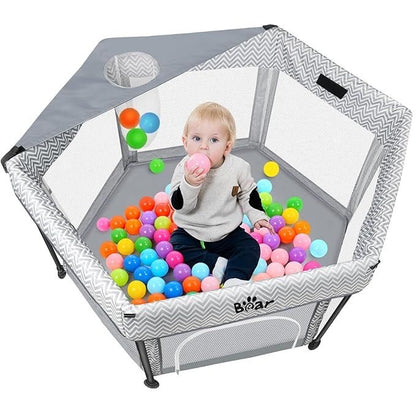 Hexagonal Baby,Portable & Foldable Playpen (Mesh Walls)