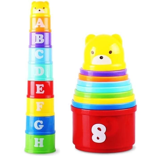 Montessori Stacking Cups for Babies – 8-Piece Nesting Toy Set for Toddlers – Early Development Bath & Sand Toy for Fine Motor Skills & Color Recognition.