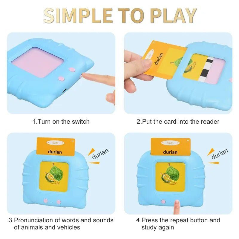 Interactive Talking Flash Cards for Toddlers – Pocket Speech Therapy Toy with 224 Sight Words – Screen-Free Audio Learning Card Reader for Kids & Autistic Sensory Support.