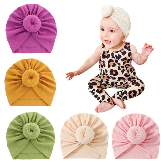 Baby Turban Headbands – Ultra-Soft Stretchy Cotton Donut Knot Hats – Cute Newborn & Toddler Head Wraps for Photoshoots & Daily Wear.