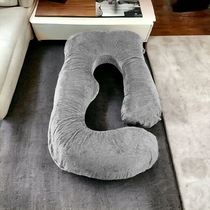 Premium C-Shaped Pregnancy Pillow – Full Body Maternity Support for Back, Hips, & Legs – Breathable Cotton Cover with Nursing Support.