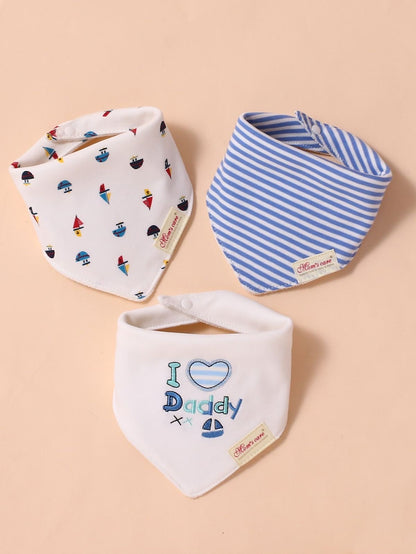 3-Pack Bandana Drool Bibs for Babies – Super Absorbent Organic Cotton – Adjustable Snaps & Soft Fleece Backing for Teething Toddlers