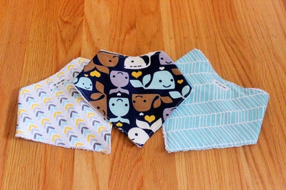 3-Pack Bandana Drool Bibs for Babies – Super Absorbent Organic Cotton – Adjustable Snaps & Soft Fleece Backing for Teething Toddlers