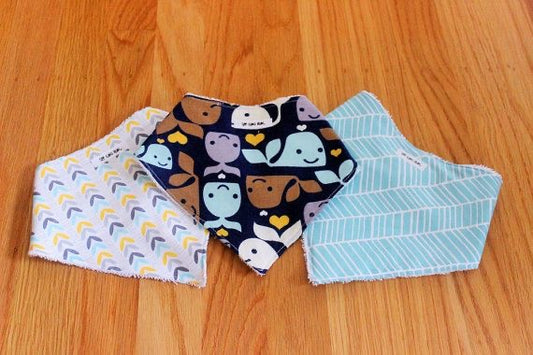 3-Pack Bandana Drool Bibs for Babies – Super Absorbent Organic Cotton – Adjustable Snaps & Soft Fleece Backing for Teething Toddlers