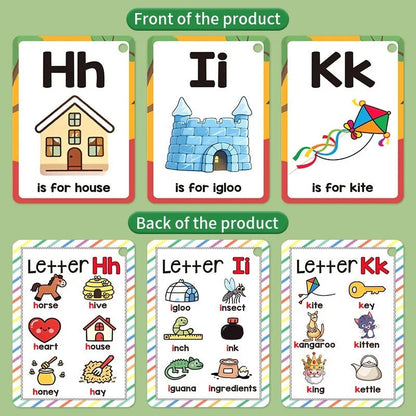 156 Words A-Z Learning Cards with Pictures, 27 English Word Cards, Educational Cognitive Games KidsTopia Baby Essentials
