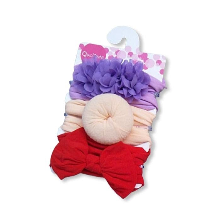Baby Girl Headbands – Soft Elastic Nylon Hairbands with Floral & Ribbon Bows – Stretchy No-Mark Infant Headwraps (Newborn to Toddler