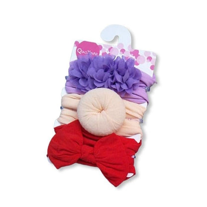 Baby Girl Headbands – Soft Elastic Nylon Hairbands with Floral & Ribbon Bows – Stretchy No-Mark Infant Headwraps (Newborn to Toddler