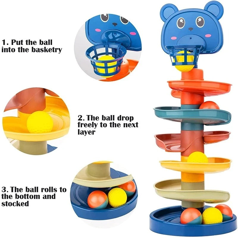 Rolling Ball Tower Montessori Educational Games For Babies Stacking Track Baby Development Toys 1 2 3 Years KidsTopia Baby Essentials