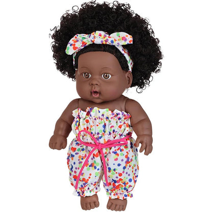 8 Inch Black Reborn Doll with Dress Curly Hair 20cm Realistic Baby Doll Simulation Toys Full Vinyl Body for Girls Birthday Gift KidsTopia Baby Essentials