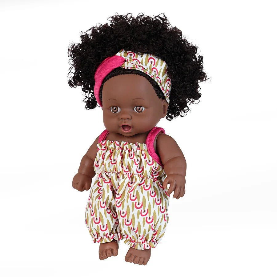 8 Inch Black Reborn Doll with Dress Curly Hair 20cm Realistic Baby Doll Simulation Toys Full Vinyl Body for Girls Birthday Gift KidsTopia Baby Essentials
