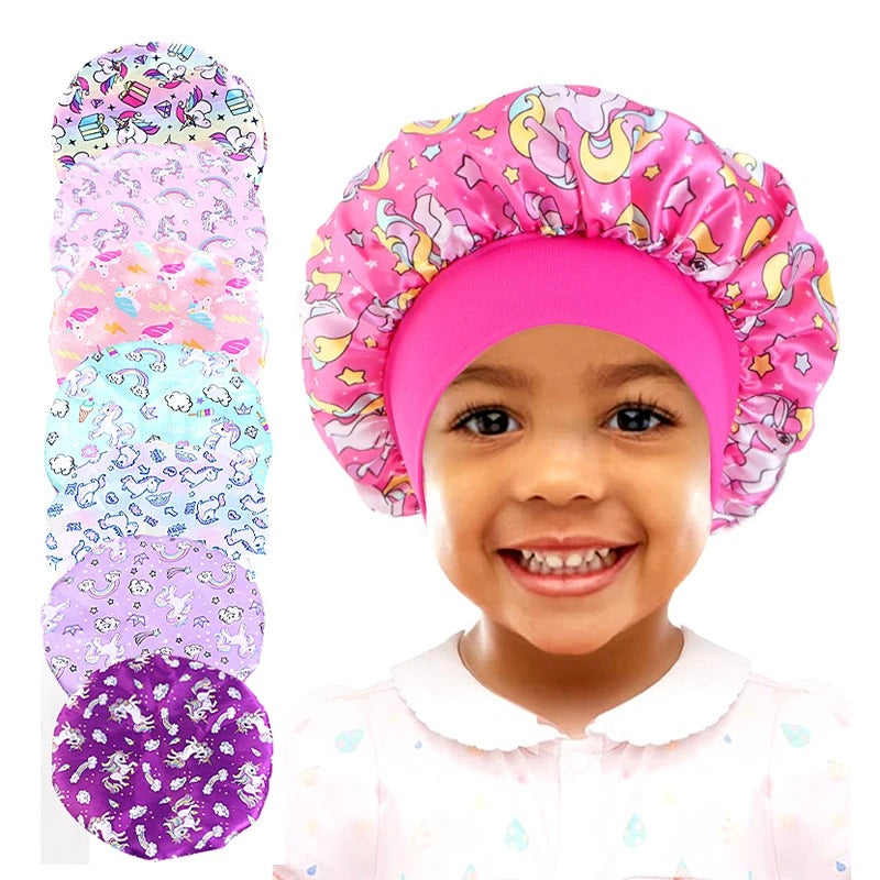 Cartoon Baby Kids Print Satin Bonnet Sleep Hat Cap for Curly Hair Adjustable Silky Satin Cap for Toddler Night Sleep Caps Beanie KidsTopia Baby Essentials