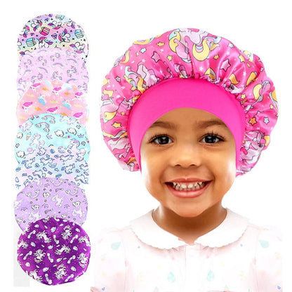 Cartoon Baby Kids Print Satin Bonnet Sleep Hat Cap for Curly Hair Adjustable Silky Satin Cap for Toddler Night Sleep Caps Beanie KidsTopia Baby Essentials