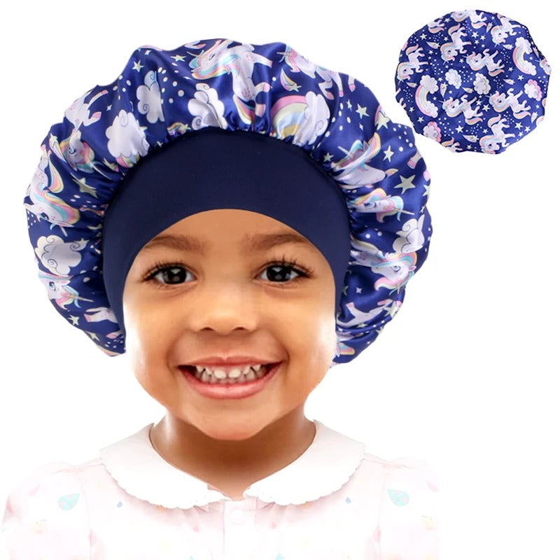 Cartoon Baby Kids Print Satin Bonnet Sleep Hat Cap for Curly Hair Adjustable Silky Satin Cap for Toddler Night Sleep Caps Beanie KidsTopia Baby Essentials