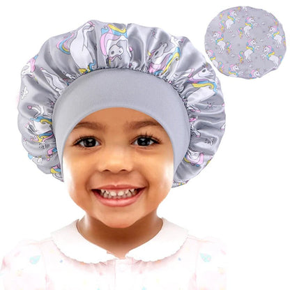 Cartoon Baby Kids Print Satin Bonnet Sleep Hat Cap for Curly Hair Adjustable Silky Satin Cap for Toddler Night Sleep Caps Beanie KidsTopia Baby Essentials