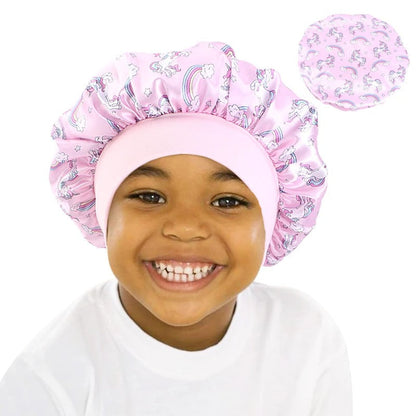 Cartoon Baby Kids Print Satin Bonnet Sleep Hat Cap for Curly Hair Adjustable Silky Satin Cap for Toddler Night Sleep Caps Beanie KidsTopia Baby Essentials