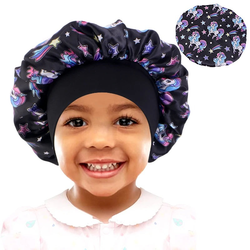 Cartoon Baby Kids Print Satin Bonnet Sleep Hat Cap for Curly Hair Adjustable Silky Satin Cap for Toddler Night Sleep Caps Beanie KidsTopia Baby Essentials