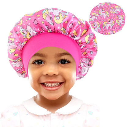 Cartoon Baby Kids Print Satin Bonnet Sleep Hat Cap for Curly Hair Adjustable Silky Satin Cap for Toddler Night Sleep Caps Beanie KidsTopia Baby Essentials