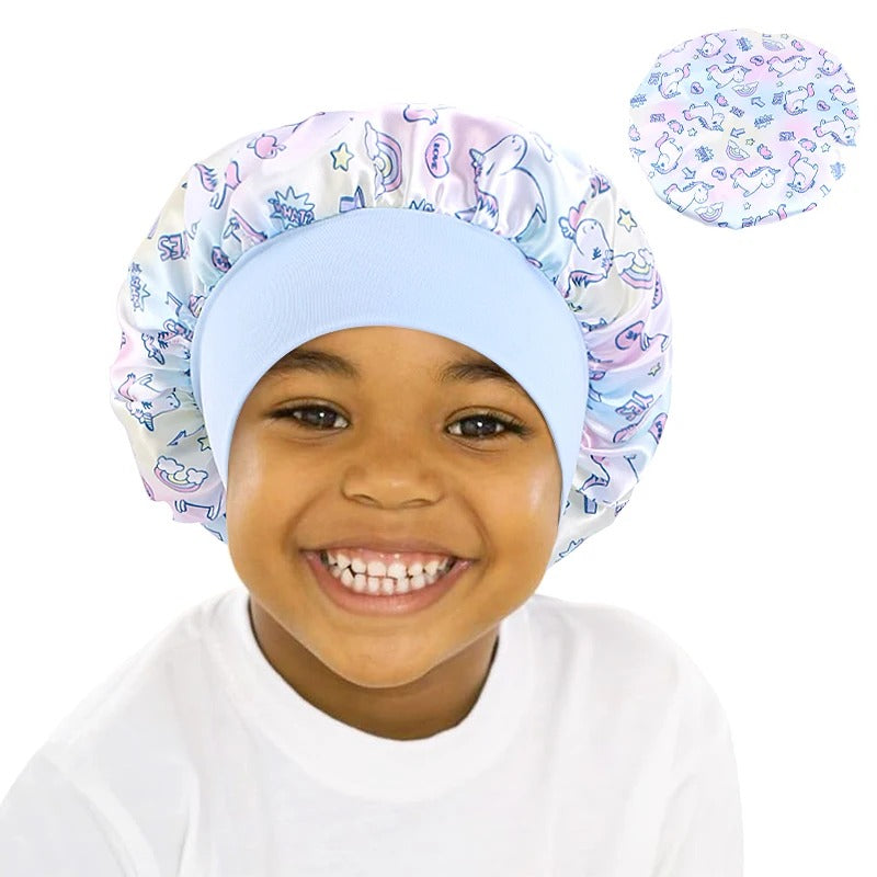 Cartoon Baby Kids Print Satin Bonnet Sleep Hat Cap for Curly Hair Adjustable Silky Satin Cap for Toddler Night Sleep Caps Beanie KidsTopia Baby Essentials