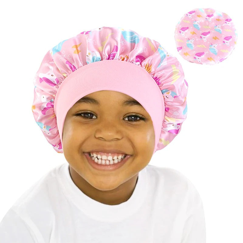Cartoon Baby Kids Print Satin Bonnet Sleep Hat Cap for Curly Hair Adjustable Silky Satin Cap for Toddler Night Sleep Caps Beanie KidsTopia Baby Essentials