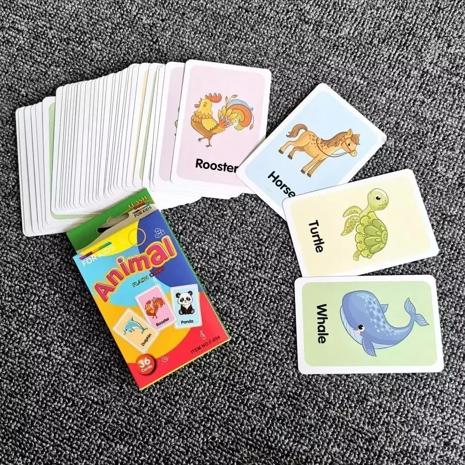36pcs Children Cognition Cards Body Parts Animal Fruits Double Side Flashcards Montessori Baby Kids Early Educational Toys Gifts KidsTopia Baby Essentials