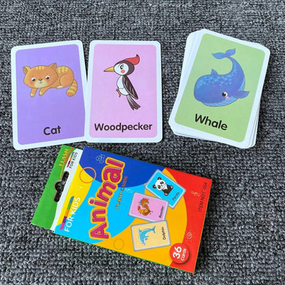 36pcs Children Cognition Cards Body Parts Animal Fruits Double Side Flashcards Montessori Baby Kids Early Educational Toys Gifts KidsTopia Baby Essentials