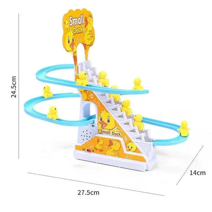 Children Toy Duck DIY Rail Racing Track Small Duck Climbing Stairs Toy Electric Car Staircase Music Educational Toy for Kid 3-5Y KidsTopia Baby Essentials